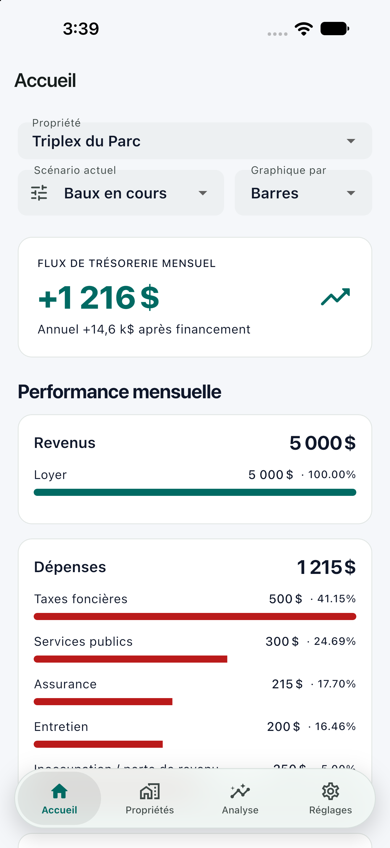 Détails d'une propriété dans Pleximo